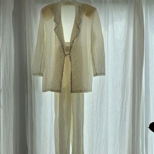 White sequin jacket and pants dance costume